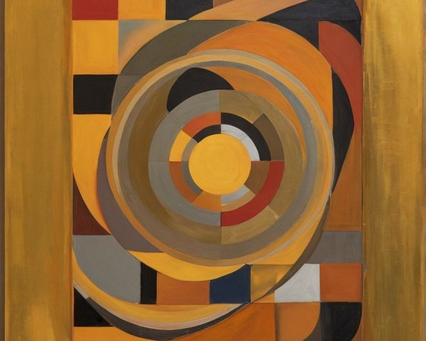 Abstract Composition of Geometric Shapes in Bold Colors