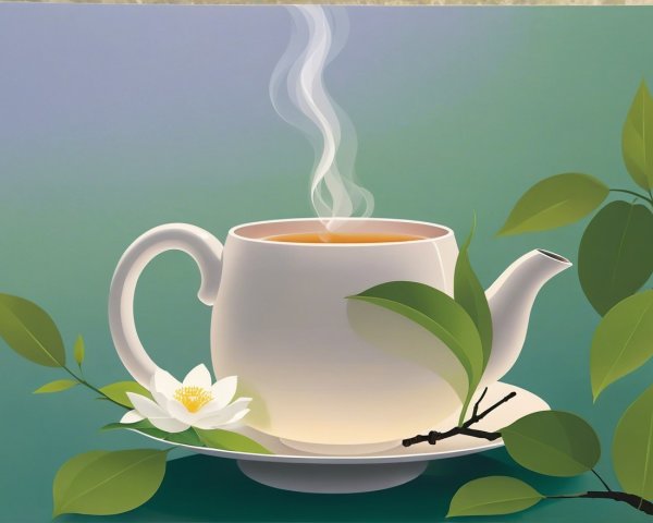 Minimalist Illustration of Teapot on Green Background