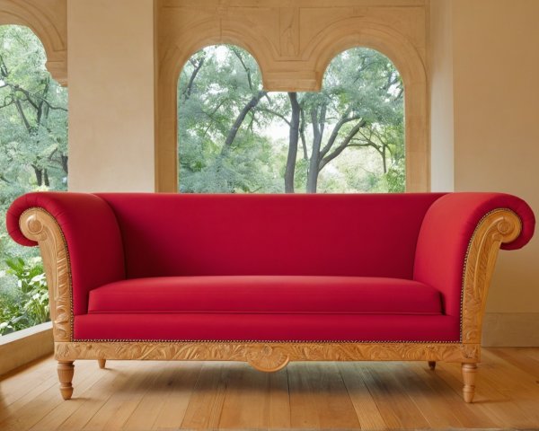 Elegant Chaise Longue in Sunlit Room with Scenic View