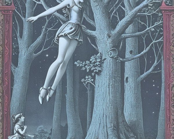 Ballet Dancer Leaping in Enchanted Forest Scene