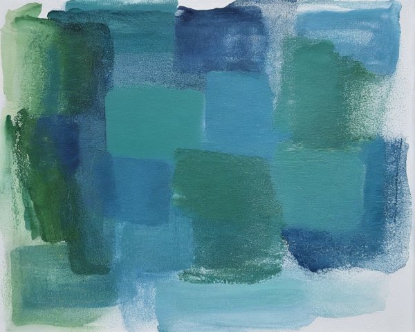 Abstract Painting with Shades of Blue and Green