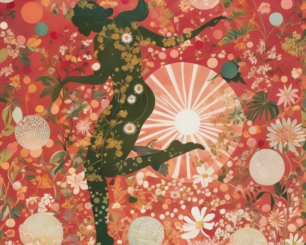 Silhouette with Floral Patterns in Vibrant Design