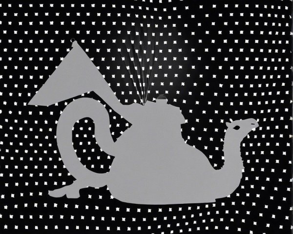 Stylized Gray Teapot Silhouette on Black Background