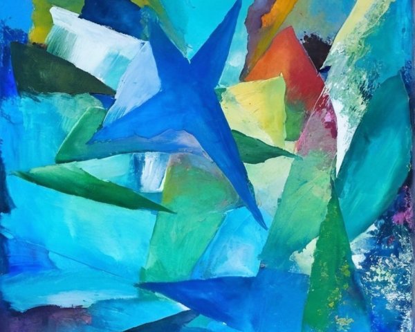 Dynamic Abstract Composition in Vibrant Blue Hues