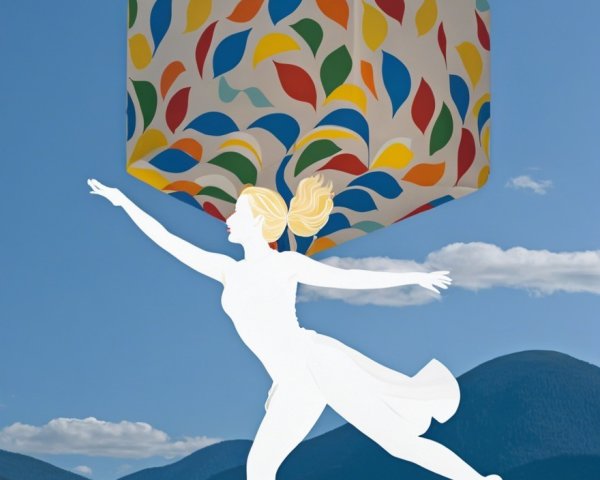Stylized silhouette of a woman with vibrant cube backdrop