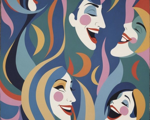 Colorful Pop Art Illustration of Laughing Faces