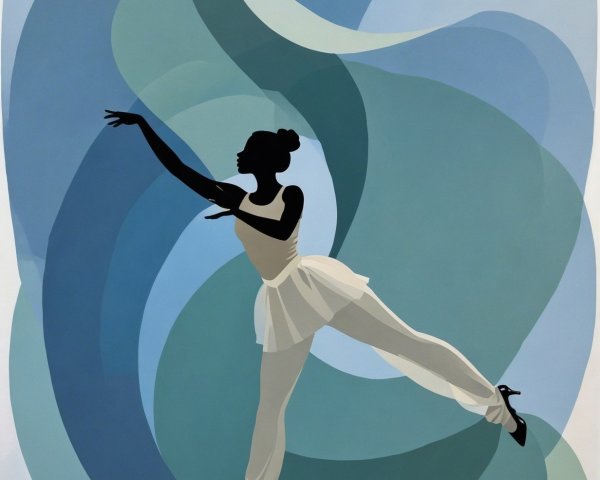 Silhouette of a Dancer with Abstract Blue and Green Background