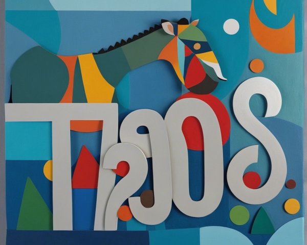 Colorful Abstract Horse with 3D "2025" Letters