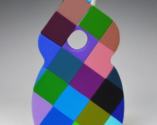 Stylized Guitar Silhouette in Colorful Mosaic Design