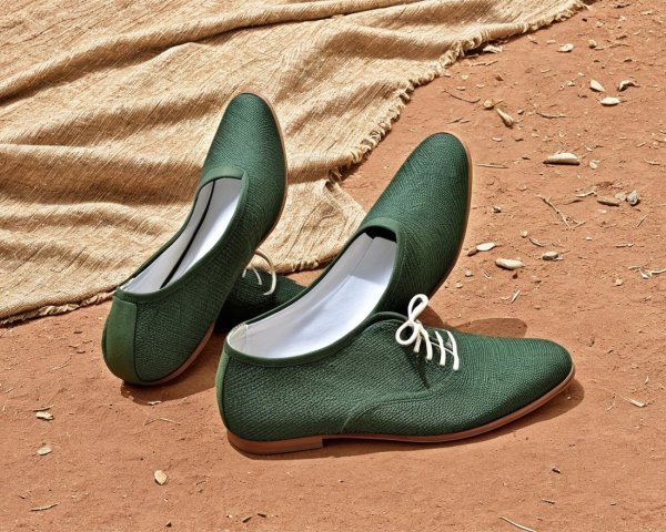 Stylish Green Lace-Up Shoes on Textured Brown Surface