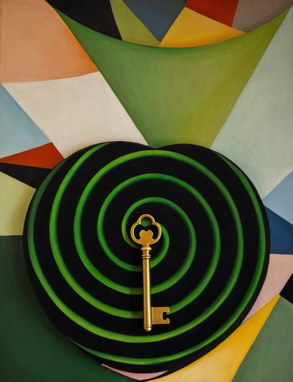 Detailed Painting of Black Heart Vortex with Key