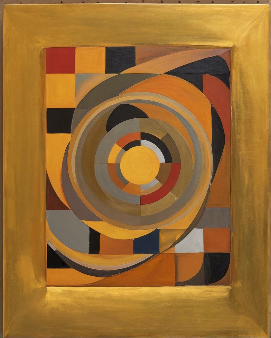 Abstract Composition of Geometric Shapes in Bold Colors