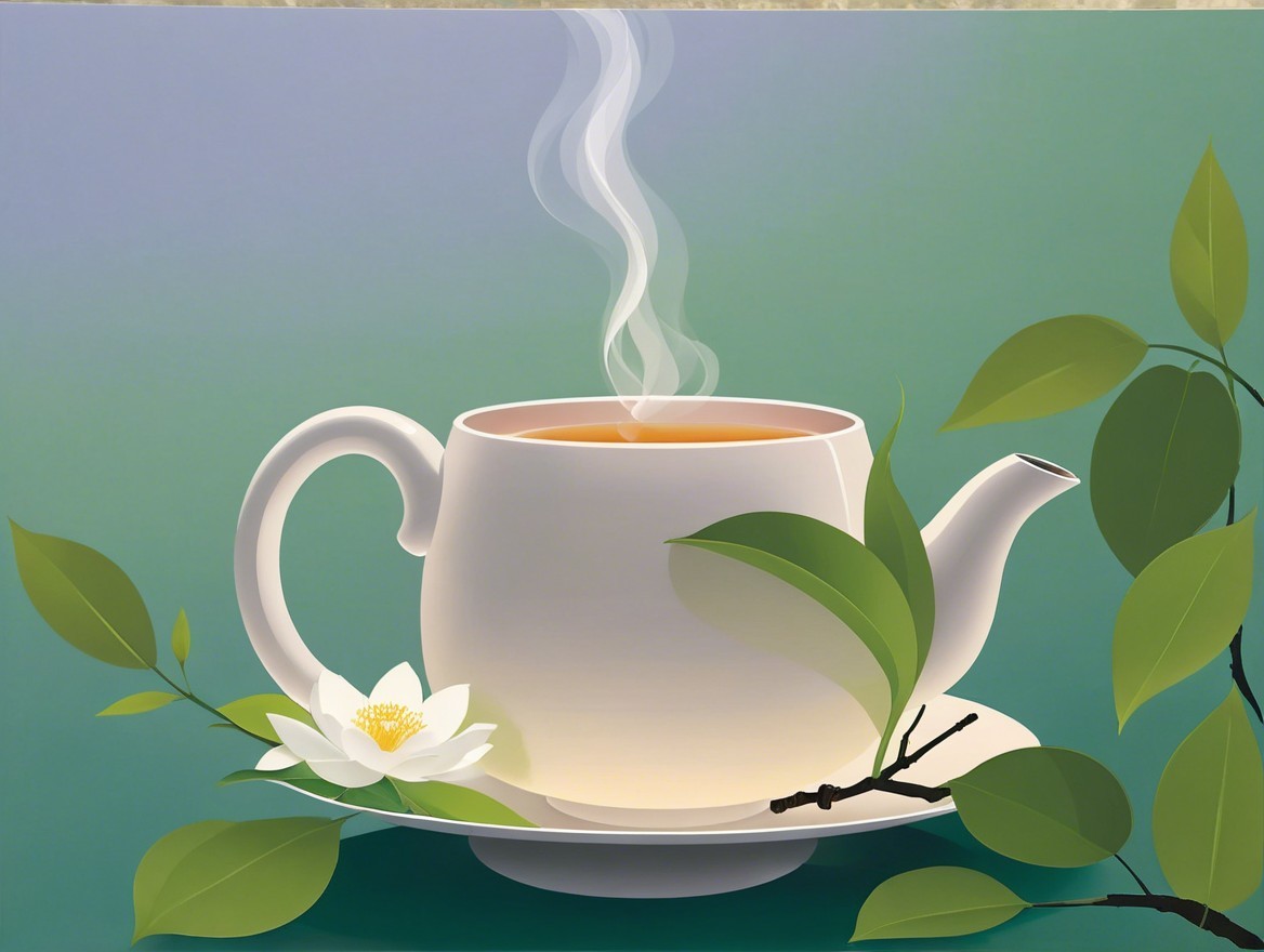 Minimalist Illustration of Teapot on Green Background