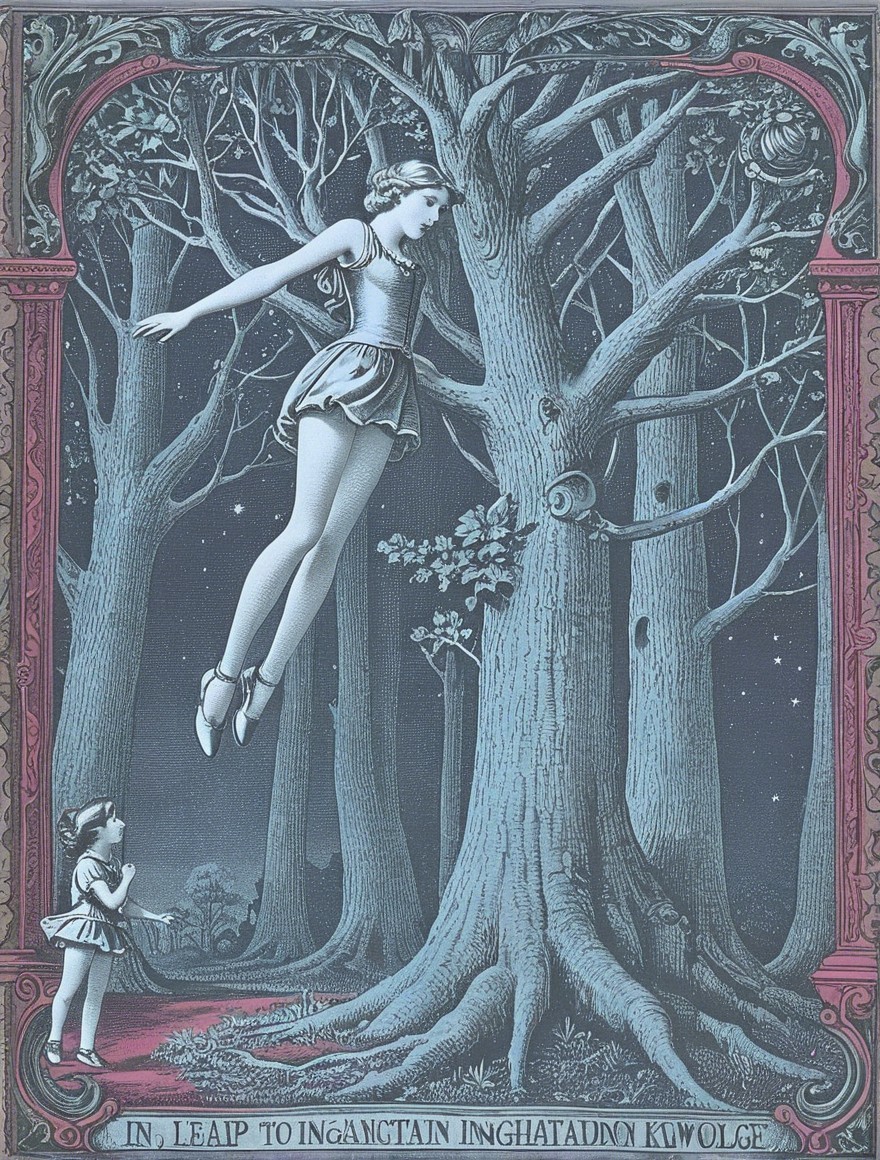 Ballet Dancer Leaping in Enchanted Forest Scene