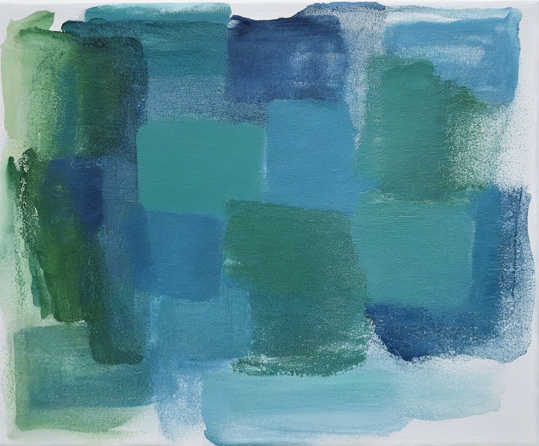 Abstract Painting with Shades of Blue and Green
