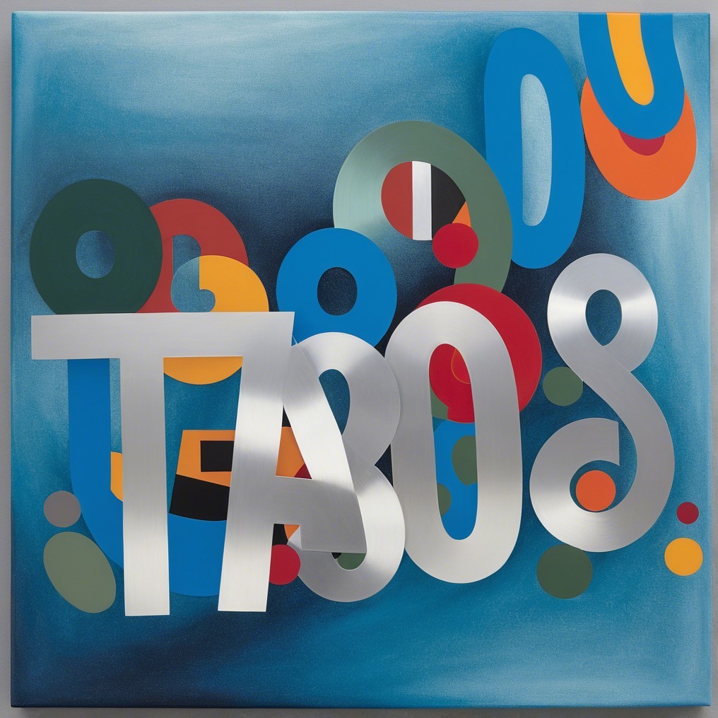 Abstract Artwork with Bold Shapes and "TABOOS" Text
