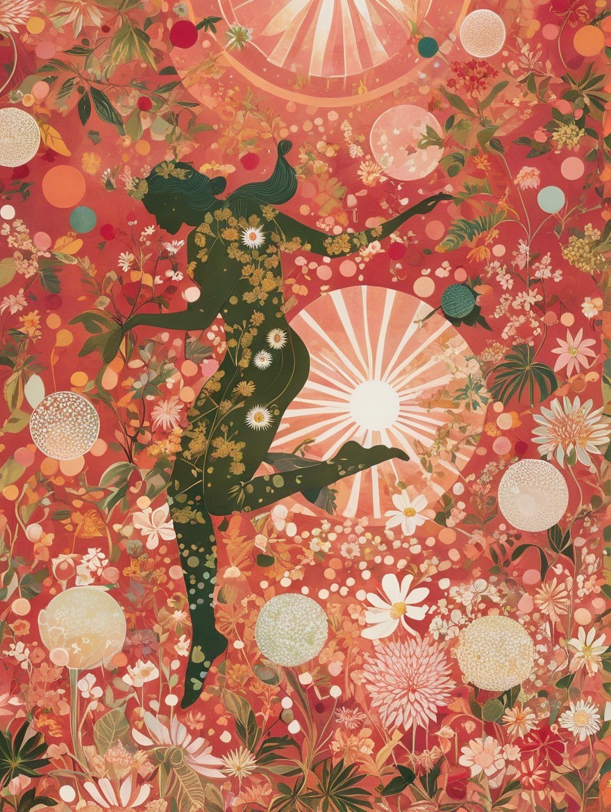 Silhouette with Floral Patterns in Vibrant Design