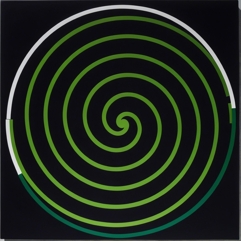 Spiral Design with Green and White Concentric Circles