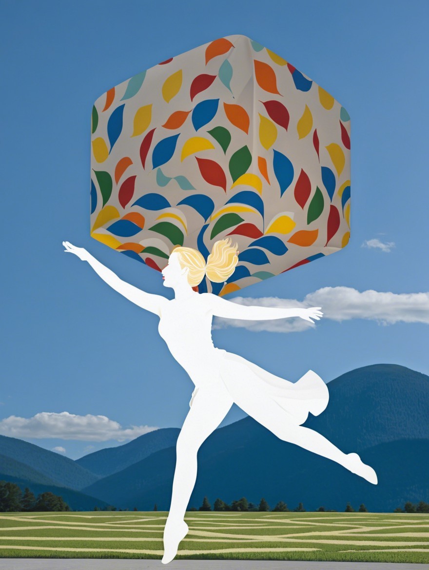 Stylized silhouette of a woman with vibrant cube backdrop