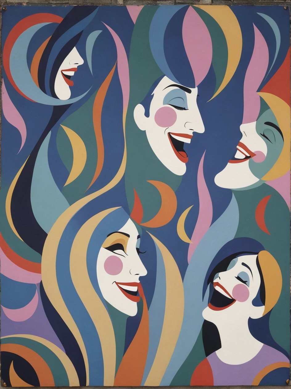 Colorful Pop Art Illustration of Laughing Faces