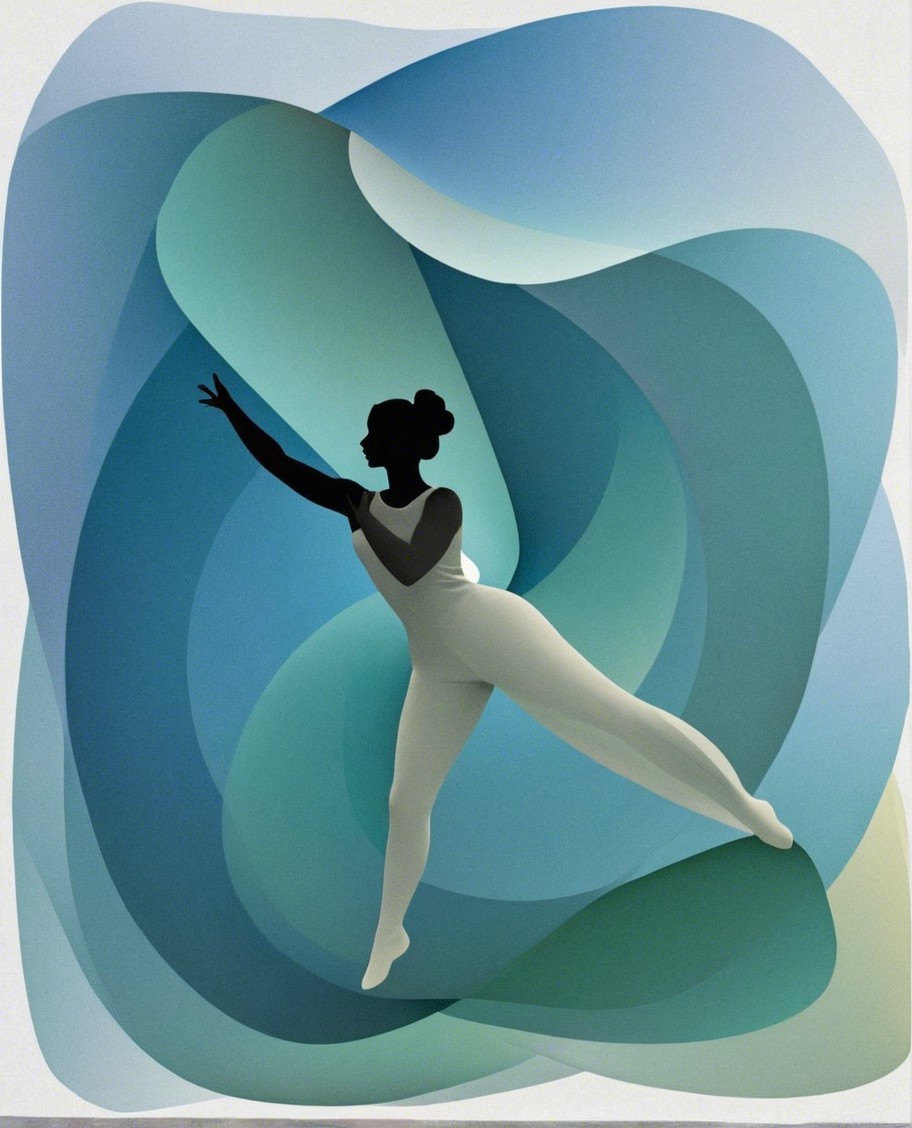 Ballet Dancer Silhouette with Fluid Movement and Colors