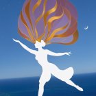 Silhouette of a Dancing Woman Against Blue Sky