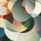 Abstract Composition of Overlapping Colorful Shapes