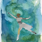 Joyful Dance with Green Leaves Against Serene Sky