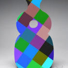 Stylized Guitar Silhouette in Colorful Mosaic Design
