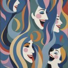 Colorful Pop Art Illustration of Laughing Faces