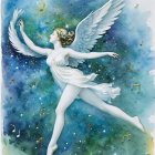 Ethereal Figure in Flowing Costume with Delicate Wings