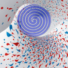 Vibrant Spiral Design with Colorful Droplets