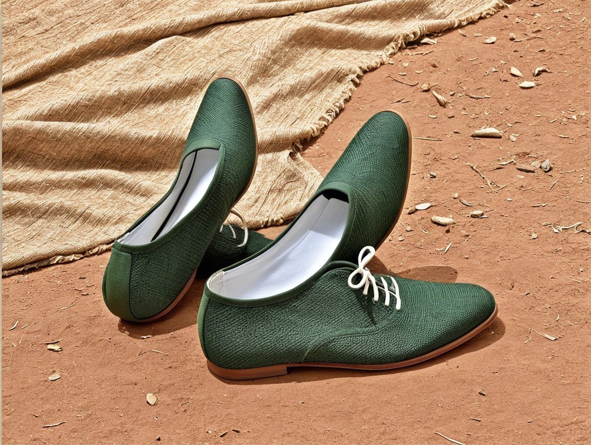 Stylish Green Lace-Up Shoes on Textured Brown Surface