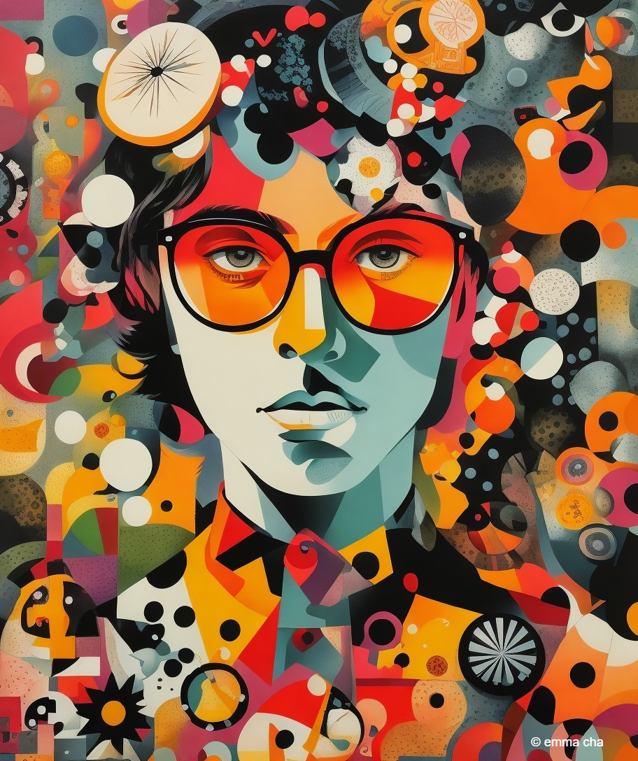 Vibrant Abstract Portrait with Colorful Patterns