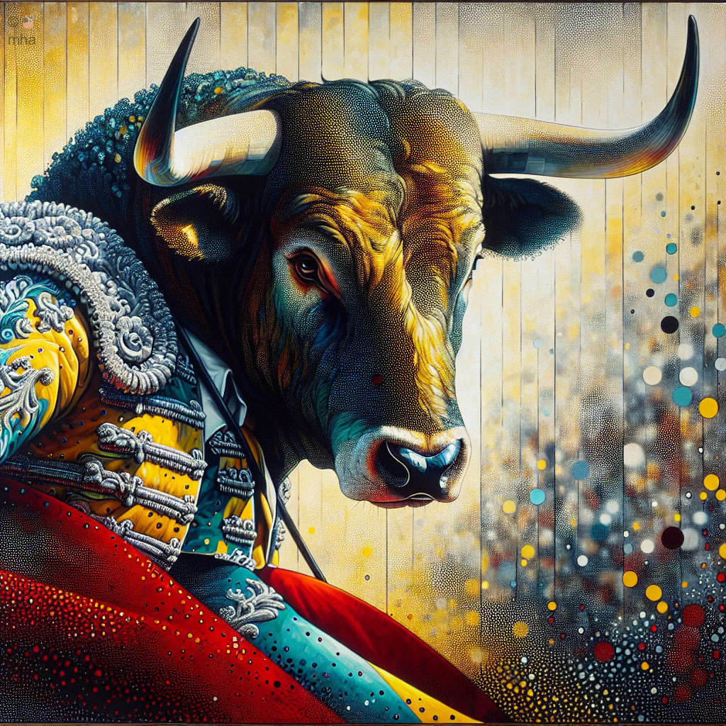 Majestic Bull in Vibrant Traditional Attire and Patterns