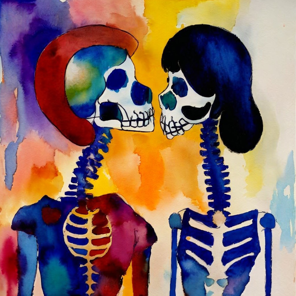 Colorful Skeletons in a Festive Atmosphere