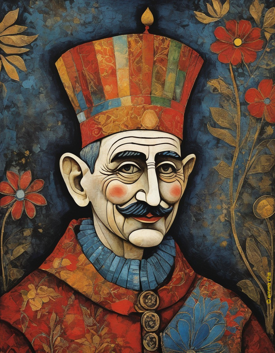 Whimsical Portrait of a Man in Colorful Attire