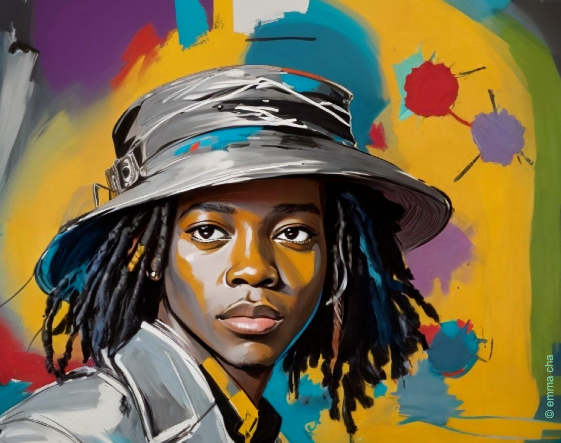 Portrait of a Young Individual with Colorful Background