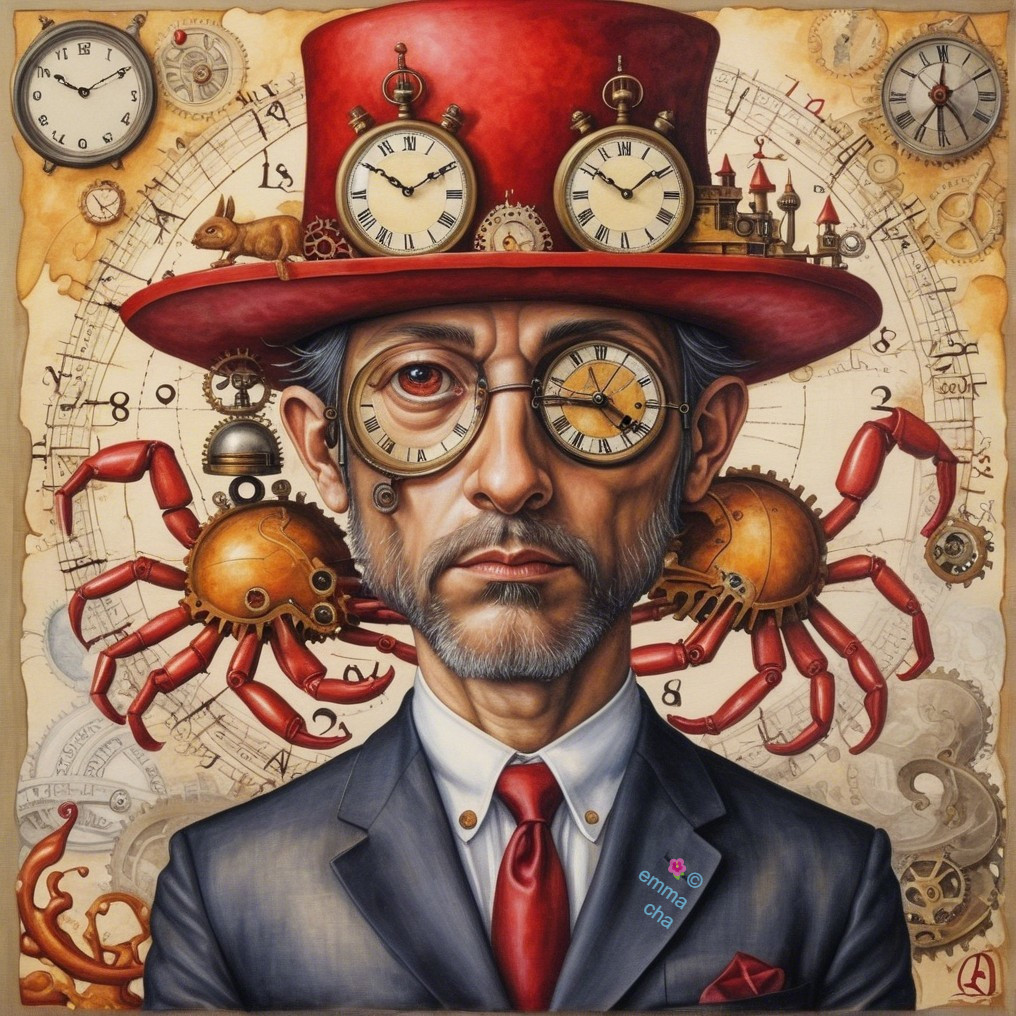 Surreal Portrait of a Man in a Red Top Hat