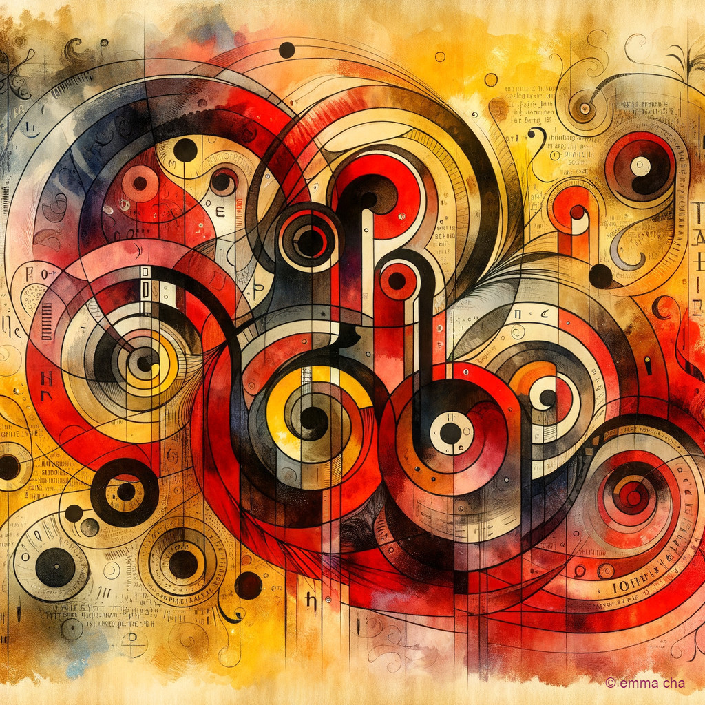 Abstract Artwork with Swirling Patterns and Circles
