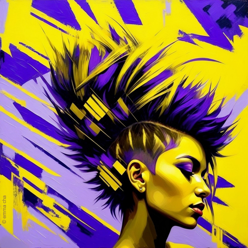 Profile of a Confident Woman with Vibrant Hairstyle