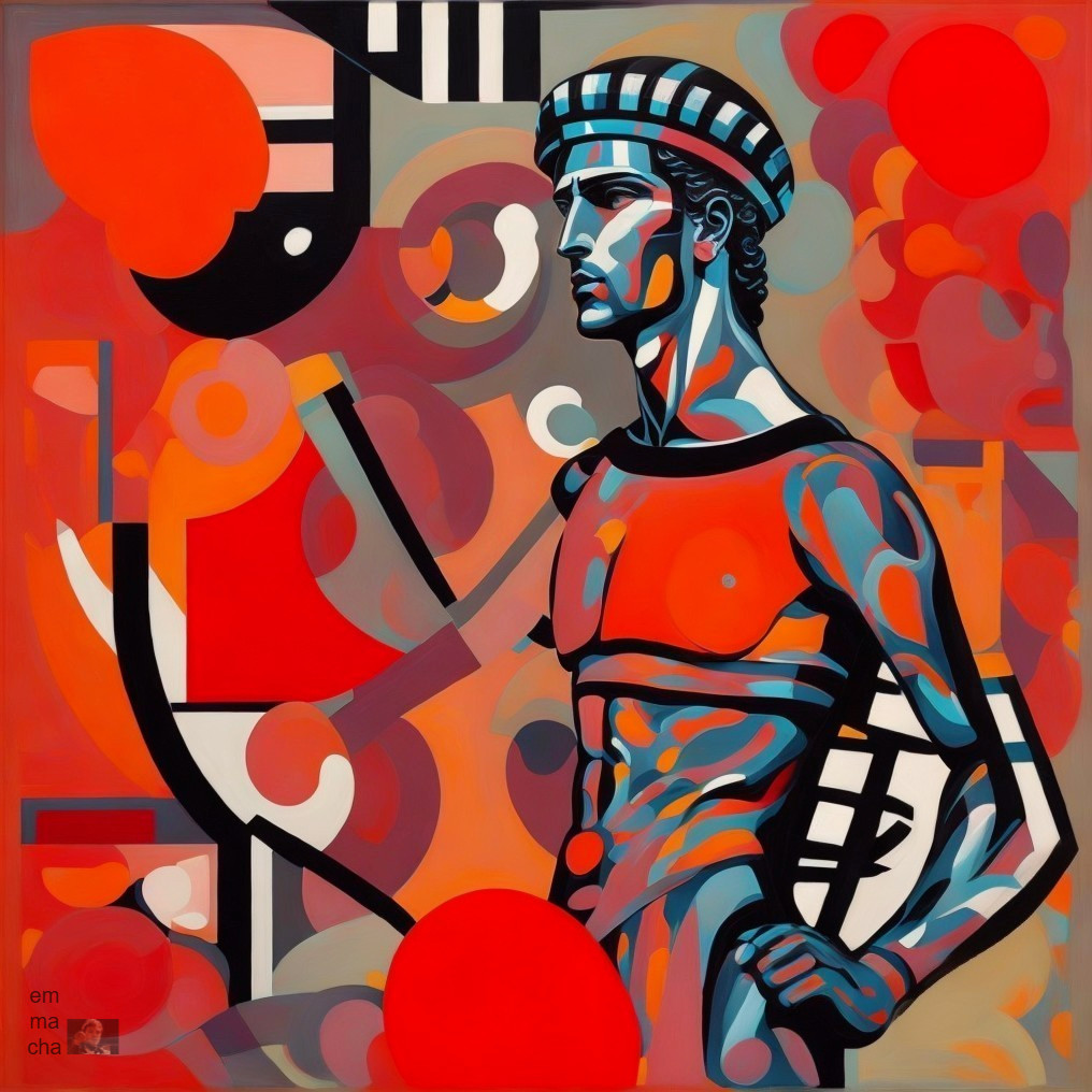 Abstract Digital Painting of a Greek Statue in Profile