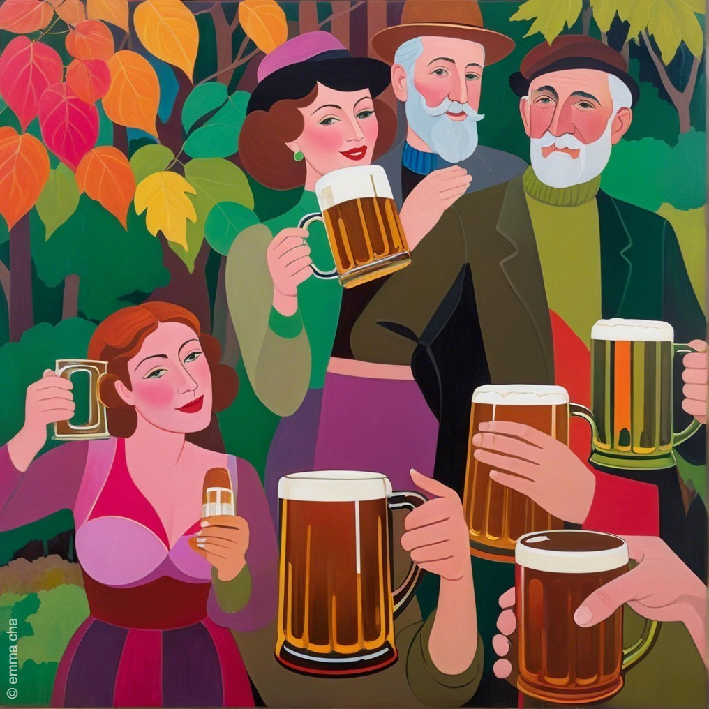 Colorful Illustration of Friends Celebrating Outdoors