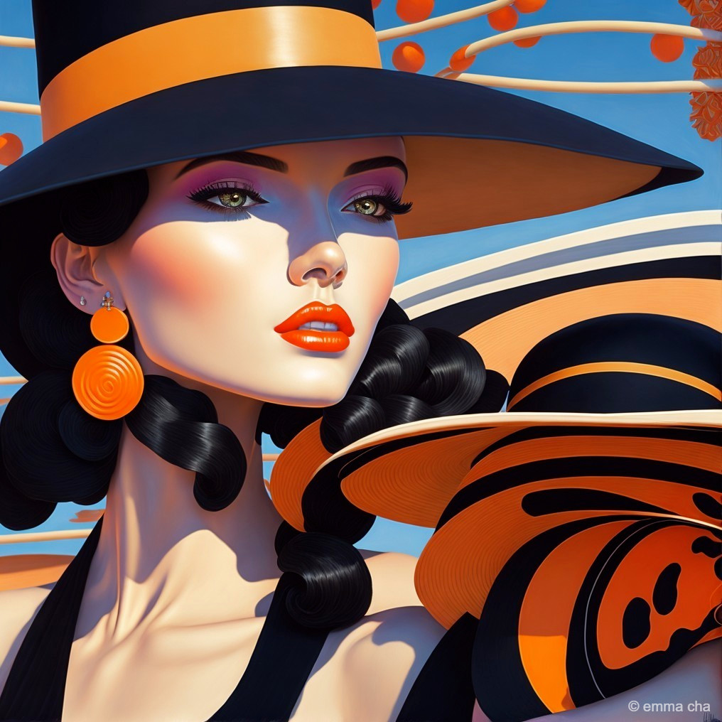 Striking Woman in Bold Makeup and Stylish Hat