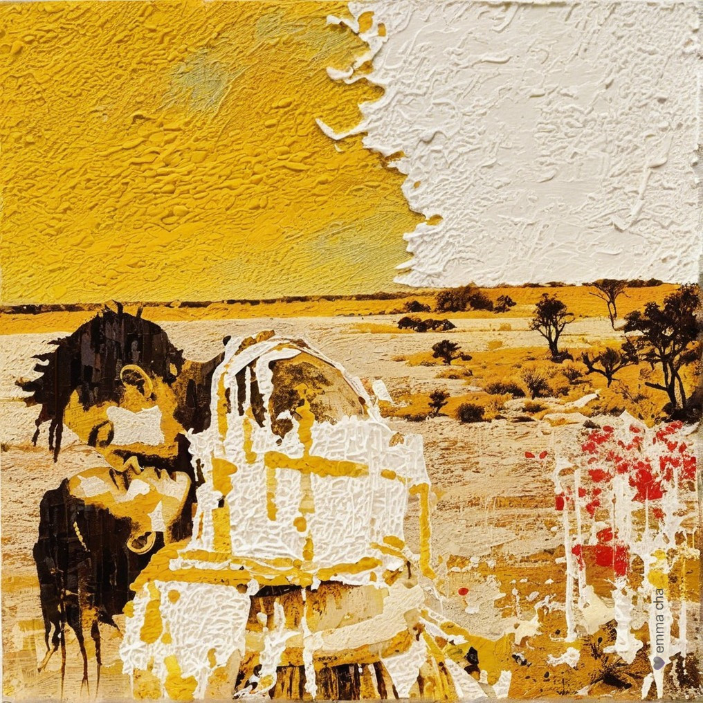 Textured Landscape with Figure in Desert Scene