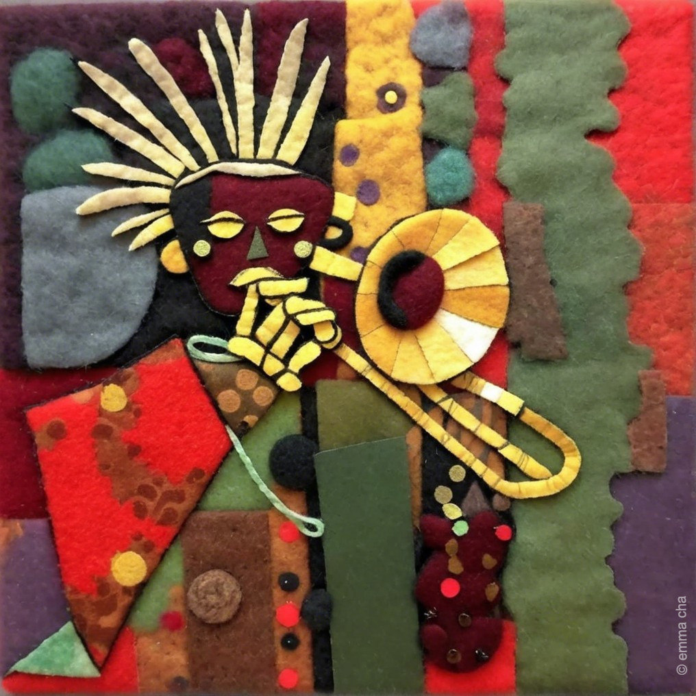 Vibrant Abstract Artwork of a Musician with Trumpet