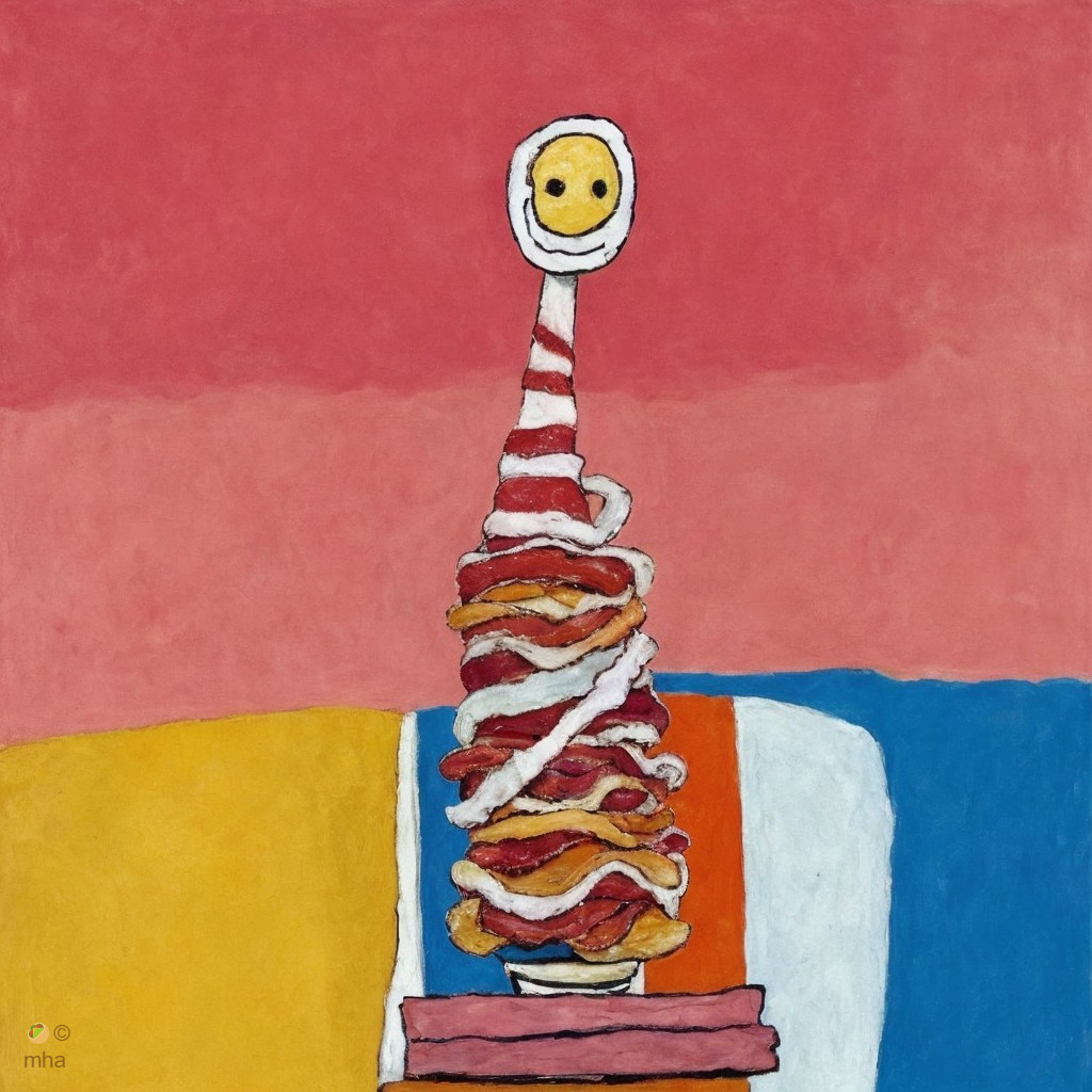 Colorful Abstract Food Sculpture in Whimsical Artwork