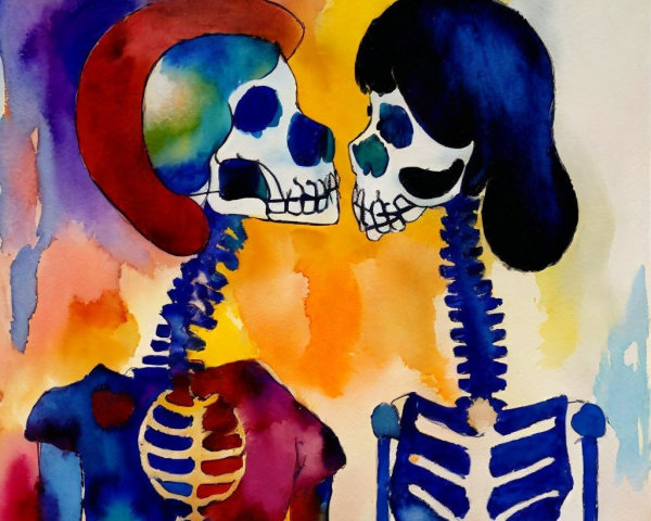 Colorful Skeletons in a Festive Atmosphere