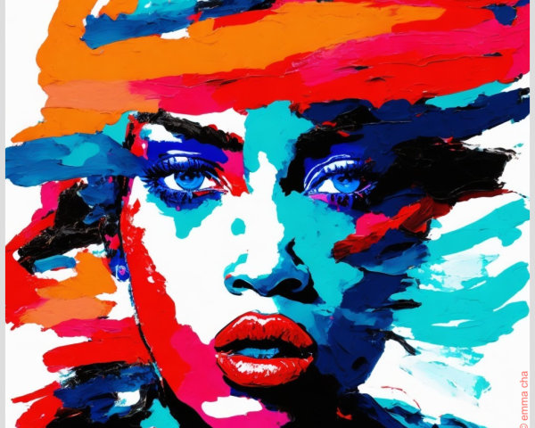 Vibrant Abstract Portrait of a Woman's Face