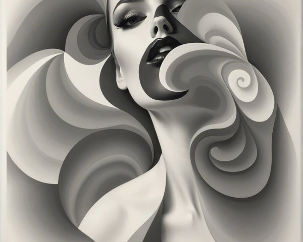 Stylized Portrait of a Woman with Abstract Patterns